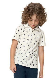 1000102177-C343D CAMISA POLO MALWEE KIDS ESTAMPADO OFF WHITE