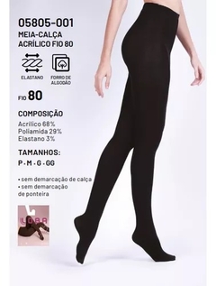 5805-001-9990 MEIA-CALÇA LOBA FIO 80 OPACA ACRILICO PRETO