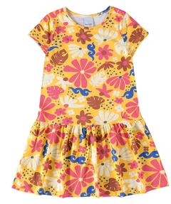 1000113017-DD47C VESTIDO MALWEE KIDS ESTAMPADO AMARELO