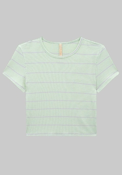 38909-000371 BLUSA HITS LUNENDER CANELADA LISTRADA VERDE - comprar online