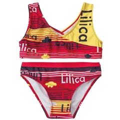 80104680 BIQUINI LILICA RIPILICA C/ PROTEÇÃO SOLAR VERMELHO/AMARELO