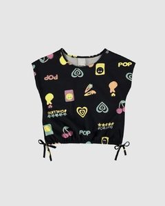 1000123101-DM61A BLUSA MALWEE KIDS BOX AMARRACAO PRETO ESCURO CEREJA