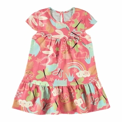 1000120456-DJ31C VESTIDO MALWEE KIDS AMPLO ROSA CLARO ANIMAL