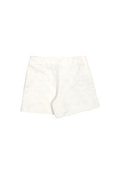 46484-01101510 SHORT ALAKAZOO EM MALHA MATELASSÊ BRANCO OFF WHITE