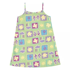 1000112733-DD85B VESTIDO MALWEE KIDS ESTAMPADO VERDE