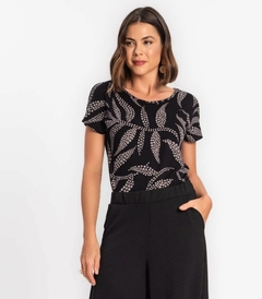 616683-7539 BLUSA ROVITEX ESTAMPADA PRETO