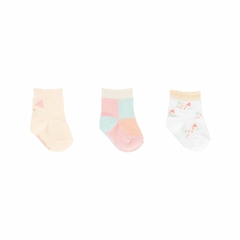 0009934-99341 KIT MEIA COLORIDA C/3 PARES FEM PIMPOLHO GATO/ROSA/BEGE