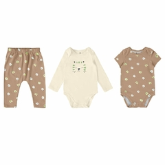 1000116298-00383 CONJUNTO MALWEE KIDS MARROM 3PEÇAS