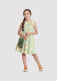 50877-Q3361R VESTIDO ALAKAZOO TEXTURIZADO ESTAMPADO VERDE