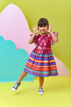 1063-3 VESTIDO LALOOK COM VIES ARCO IRIS