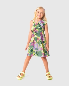 1000120110-DJ47A VESTIDO MALWEE KIDS ASSIMETRICO VERDE CLARO FLORAL