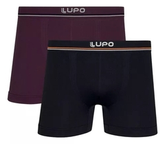 00436-088-0911 KIT CUECA BOXER LUPO MICROFIBRA S/COSTURA BORDO/PRETO