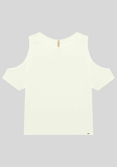 35593-011015 BLUSA LUNENDER EM VISCOSE C/RECORTE OMBROS BRANCO OFF WHITE - comprar online