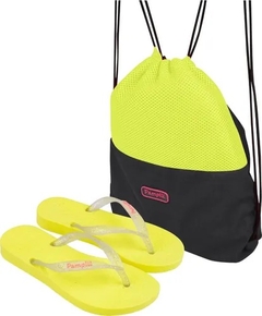 460.044 CHINELO PAMPILI LOVE AMARELO + MOCHILA SACO