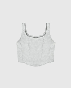 1000121982-D000I BLUSA CROPPED MALWEE KIDS CORSET EM RIBANA PRATA - comprar online