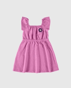 1000120451-01127 VESTIDO MALWEE KIDS MALHA TEXTURIZADA ROSA CLARO - comprar online