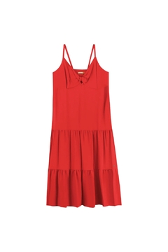 182837-4871 VESTIDO MARIALICIA EM VISCOSE VERMELHO