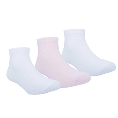 0008842 KIT MEIA LISA C/3 PARES PIMPOLHO CANO BAIXO BRANCO/ROSA/BRANCO