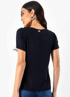 3688348 BLUSA QUINTESS PRETO EM MALHA DE VISCOSE - comprar online