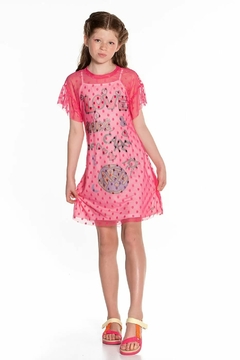 041185122 VESTIDO MYLU EM COTTON ESTAMPADA C/SOBREPOSICCO ROSA