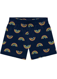 111330D2-6826 SHORT KYLY ESTAMPA ARCO-IRIS MARINHO