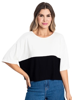 616607-022 BLUSA ROVITEX COM RECORTE BEGE