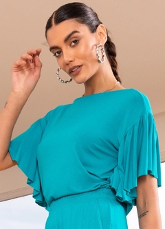 3685210 BLUSA QUINTESS VERDE EM MALHA DE VISCOSE