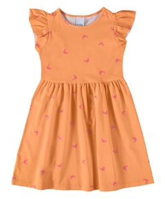 1000113016-DD45A VESTIDO MALWEE KIDS ESTAMPADO LARANJA