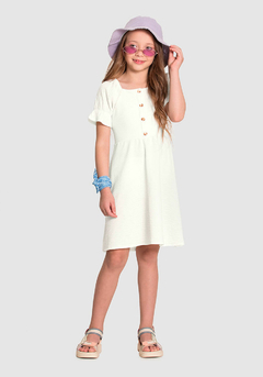 45873-011015 VESTIDO ALAKAZOO C/TEXTURA BRANCO OFF WHITE