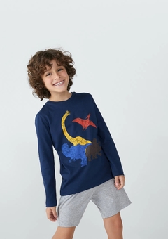 56D41BEN PIJAMA TRIPLEX HERING KIDS AZUL MARINHO/CINZA - comprar online