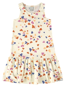 1000113015-DM60A VESTIDO MALWEE KIDS OFF WHITE CORAÇÃO