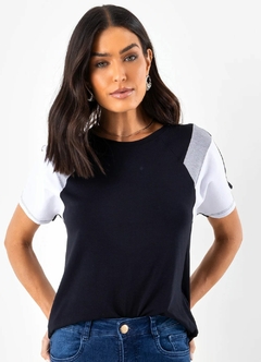 3688348 BLUSA QUINTESS PRETO EM MALHA DE VISCOSE