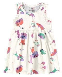 1000112564-DD70A VESTIDO MALWEE KIDS ESTAMPADO BRANCO - comprar online