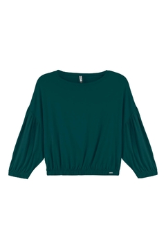 183365-5018 BLUSA MARIALICIA MANGA BUFANTE VERDE ESCURO