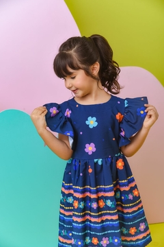 1063-4 VESTIDO LALOOK COM VIES MARINHO