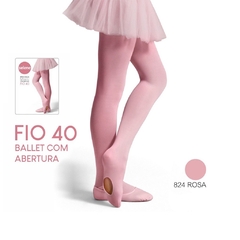 9580.002-824 MEIA CALÇA SELENE FIO 40 BALLET ROSA COM ABERTURA