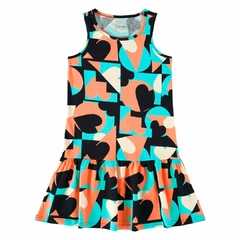 1000113015-DJ46C VESTIDO MALWEE KIDS EVASE ESTAMPADO