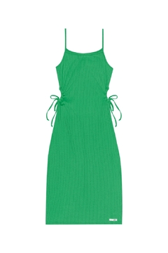 271365-5666 VESTIDO ELIAN BEATS MIDI COM AMARRAÇÃO LATERAL VERDE - comprar online