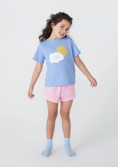 56DW1JEN PIJAMA INFANTIL MENINA CURTO COM ESTAMPA - AZUL