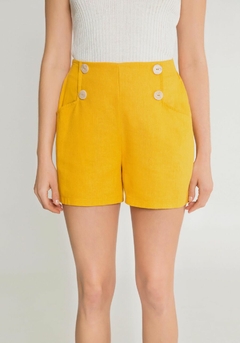 39139-007006 SHORTS LUNENDER EM LINHO AMARELO GAMUZA