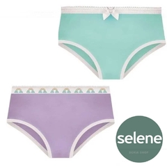 20650-001 KIT 2 CALCINHAS SELENE LILAS/VERDE CLARO