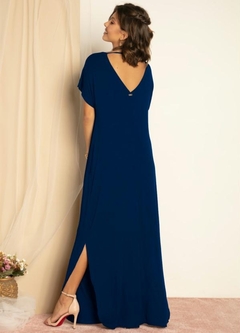 3531824 VESTIDO QUINTESS LONGO COM RECORTE VERTICAL AZUL E PINK - comprar online