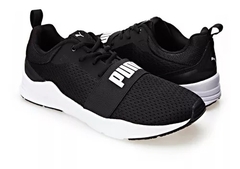 384330-50 TENIS PUMA BLACK WHITE PRETO