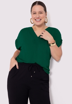 65192-0126734 BLUSA LUNENDER MAIS MULHER PLUS SIZE VERDE ARABESQUE