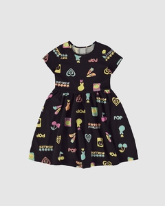 1000122992-DM61A VESTIDO MALWEE KIDS GODE PRETO ESCURO CEREJA - comprar online