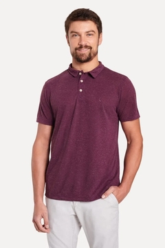 0074319-056 CAMISA POLO RESERVA PIQUET LINHO VINHO