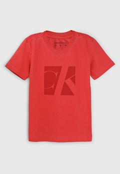 CJ2OJ01TC199-0395 CAMISETA CALVIN KLEIN JEANS LOGO VERMELHO