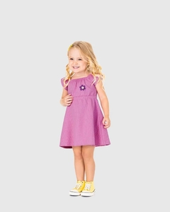 1000120451-01127 VESTIDO MALWEE KIDS MALHA TEXTURIZADA ROSA CLARO