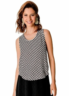 6195235-7539 BLUSA ROVITEX QUADRICULADA PRETO