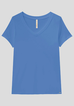 00030-000612 BLUSA MAIS MULHER PLUS SIZE EM MALHA AZUL - comprar online